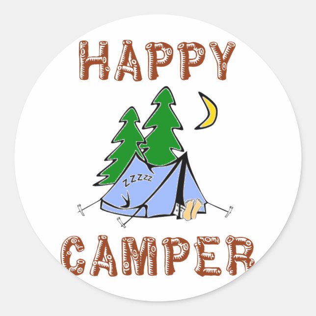 HAPPY CAMPER RUNDER AUFKLEBER (Vorderseite)