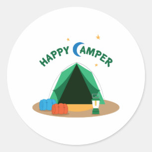 Happy Camper Runder Aufkleber