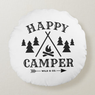Happy Camper Rundes Kissen