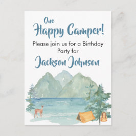 Happy Camper Rustikale Berge Wasserfarbe Geburtsta Postkarte