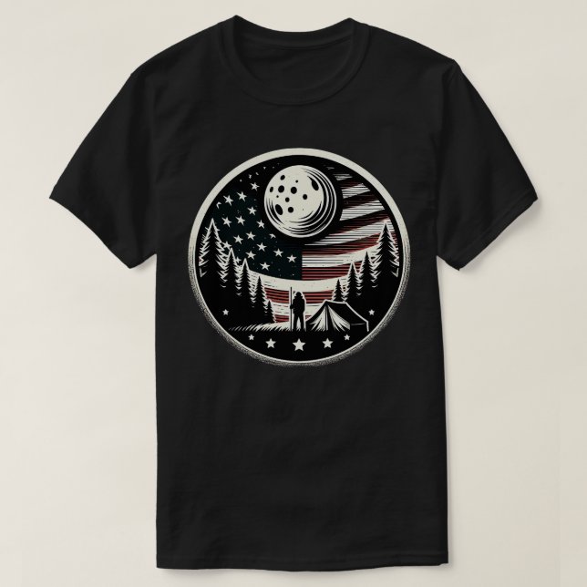 Happy Camper RV Camping American Flag Vollmond Me T-Shirt (Design vorne)