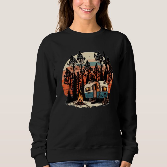 Happy Camper RV Camping Nature Forest & Mountains  Sweatshirt (Vorderseite)