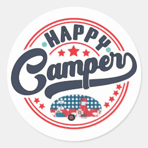 Happy Camper RV Runder Aufkleber