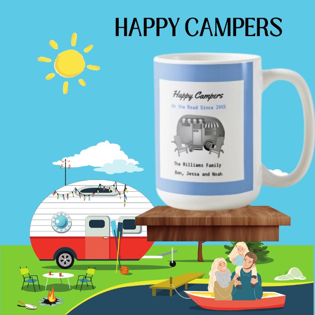 Happy Camper RV Tasse (Happy Camper Personalized Family Mug.)