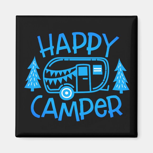 Happy Camper RV Travel Trailer Wanderlust Camping Magnet (Vorne)