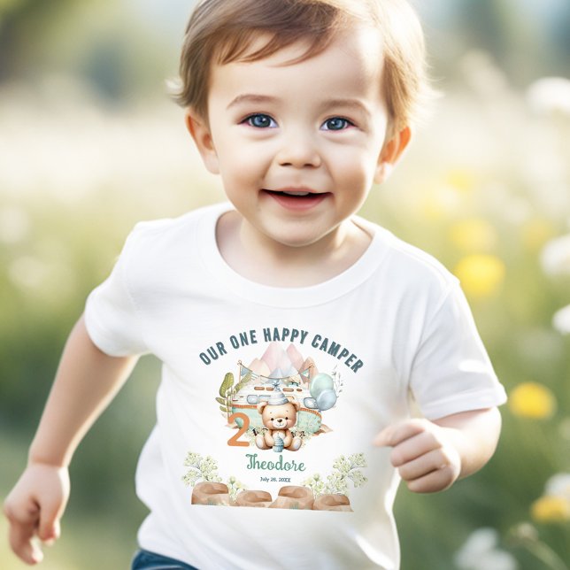 Happy Camper Summer 2. Geburtstag Junge Kleinkind T-shirt (Happy Camper Summer 2nd Birthday Boy Toddler T-shirt)