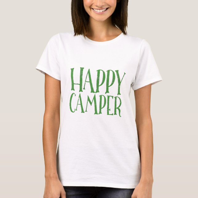 Happy Camper T - Shirt in Büffelrot kariert (Vorderseite)
