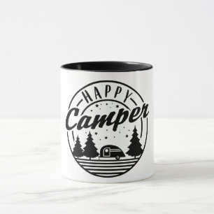 Happy Camper T Shirt Trees Stars und Camp Trailer Tasse