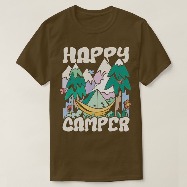 Happy Camper Tent Cooles Camping T-Shirt (Design vorne)