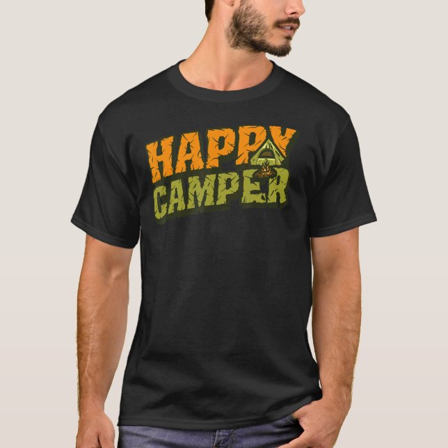 Happy Camper Tent Cooles Camping T-Shirt (Vorderseite)