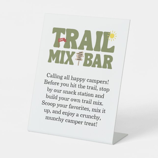 Happy Camper Trail Mix Bar Kids Birthday Sockelschild (Vorderseite)