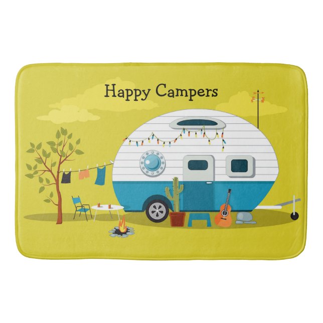 Happy Camper Trailer Badematte (Vorderseite)