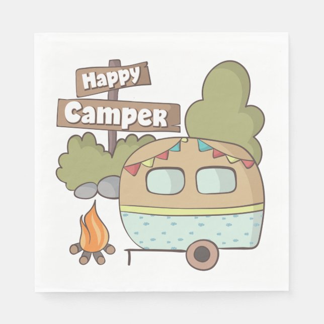 Happy Camper Trailer Paper Napkin Serviette (Vorderseite)