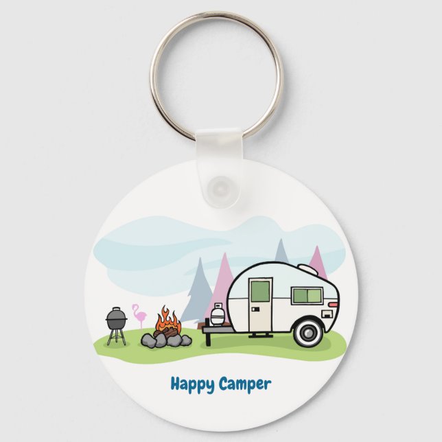 Happy Camper Trailer Schlüsselanhänger (Vorderseite)
