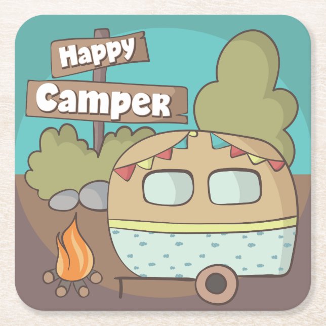 Happy Camper Trailer Untersetzer (Vorderseite)