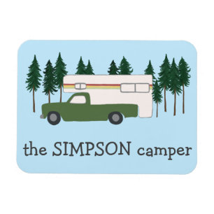 HAPPY CAMPER Truck Camping RVing Motorhome Bäume Magnet