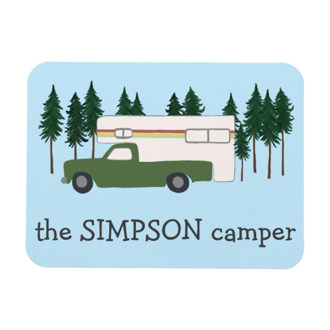 HAPPY CAMPER Truck Camping RVing Motorhome Bäume Magnet (Horizontal)