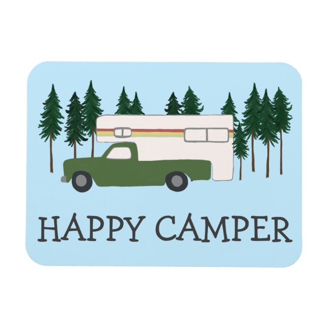 HAPPY CAMPER Truck Camping RVing Motorhome Bäume Magnet (Horizontal)