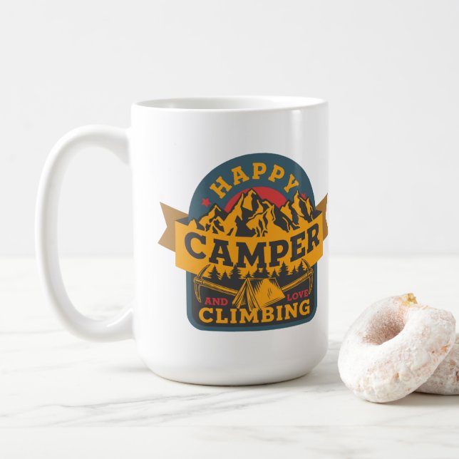 Happy Camper und Liebe Klettern Kaffeetasse (Mit Donut)