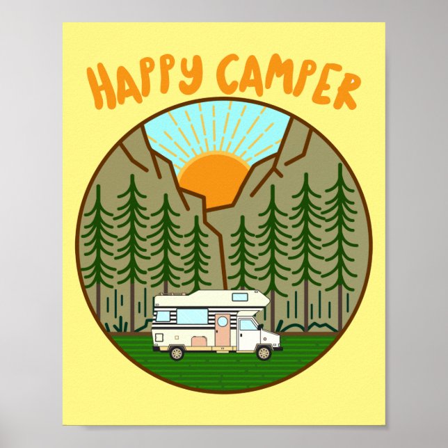 Happy Camper - Vanlife Grafik #7 Poster (Vorne)