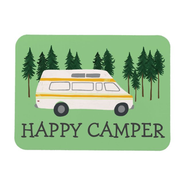 HAPPY CAMPER Vanlife RVing Motorhome Bäume Magnet (Horizontal)