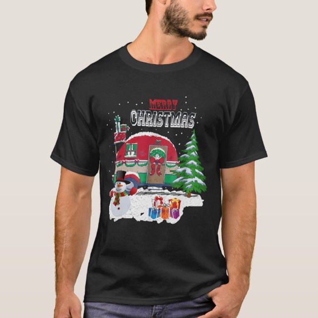 Happy Camper Weihnachts-Shirt Funny Camping Christ T-Shirt (Vorderseite)