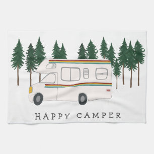HAPPY CAMPER whimsical Motorhome RVing Forest Geschirrtuch