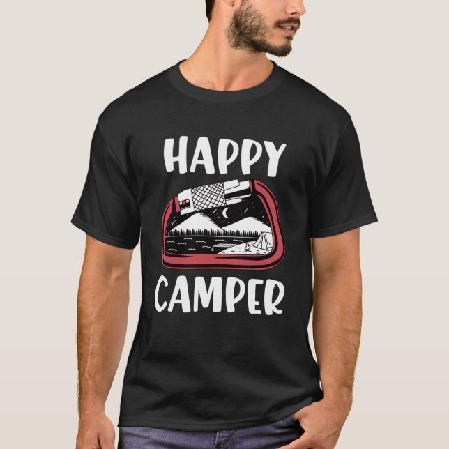 Happy Camper Womens Family RV Camping Carabiner T-Shirt (Vorderseite)