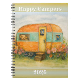 Happy Campers 2025 Spiral Notebook — Retro Caravan Notizblock