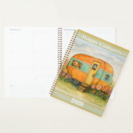 Happy Campers 2025 Spiral Notebook — Retro Caravan Planer