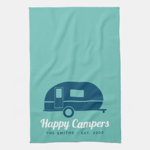 Happy Campers Aquamarin Navy Camping Geschirrtuch