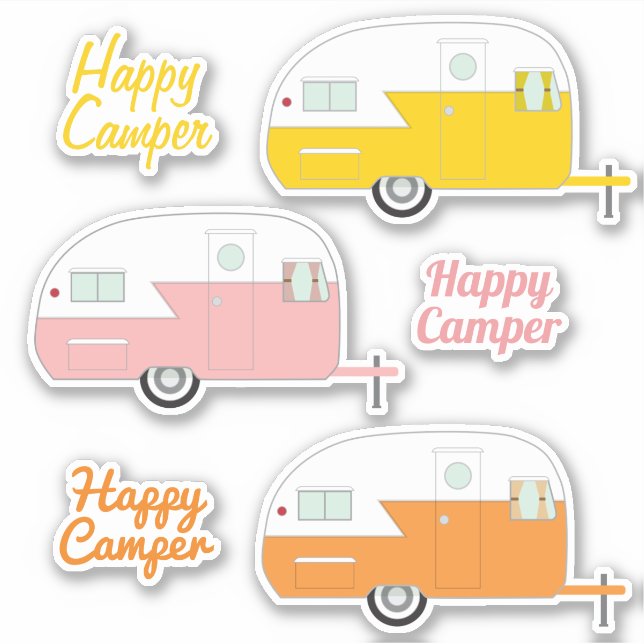Happy Campers Aufkleber (Vorderseite)