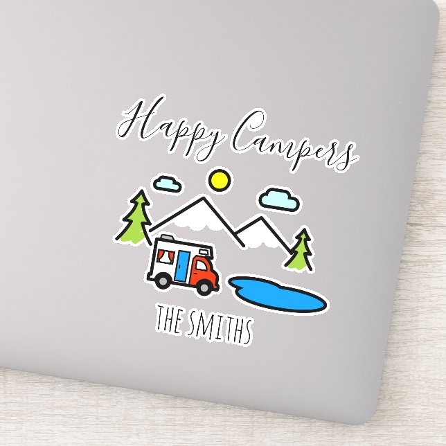 Happy Campers Camping RV Recreational Vehicle Aufkleber (Detail)