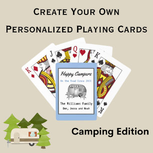 Happy Campers Familie Name Retro Poker Cards Spielkarten
