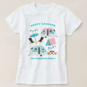 Happy Campers Familienname Retro Caravan Camping T T-Shirt