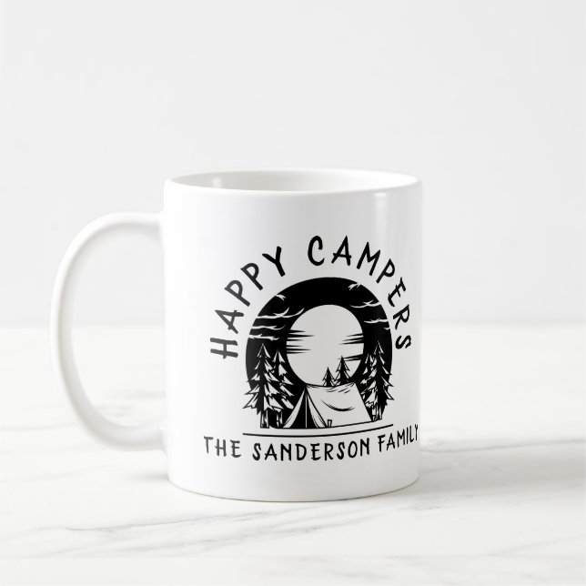 Happy Campers Family Name Camping Trip Kaffeetasse (Links)