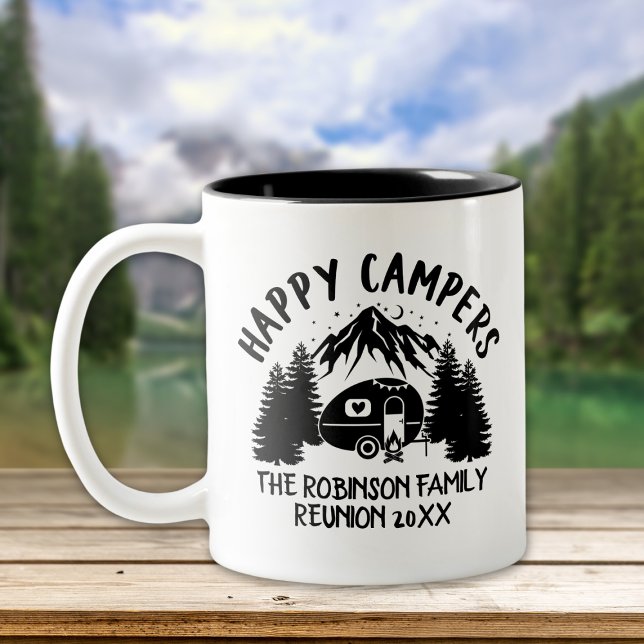 Happy Campers Family Road Trip Zweifarbige Tasse (Von Creator hochgeladen)