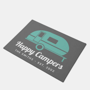 Happy Campers Graues Aquamarines Camping Fußmatte
