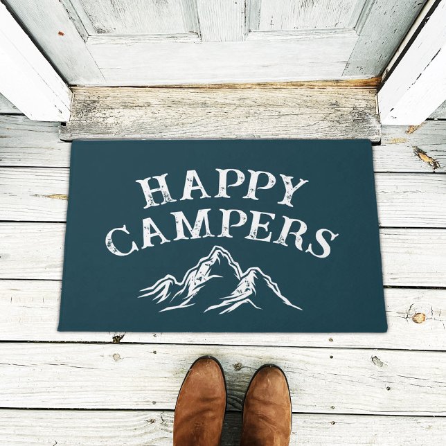 Happy Campers Mountain Adventure Camping Aquamarin Fußmatte (Von Creator hochgeladen)