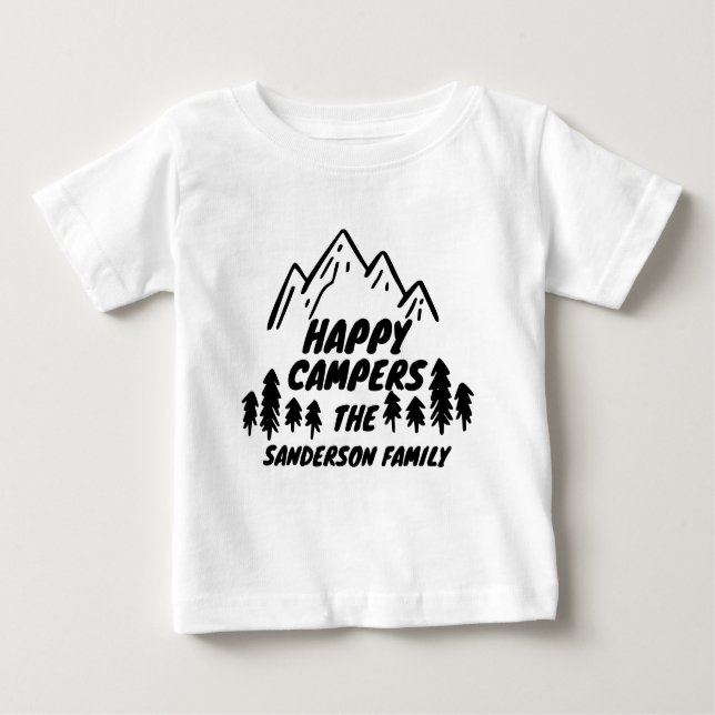 Happy Campers Name Family Camping Trip Baby T-shirt (Vorderseite)