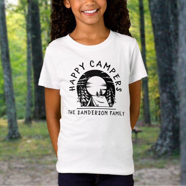 Happy Campers Name Family Camping Trip T-Shirt (Von Creator hochgeladen)