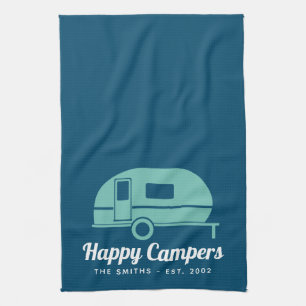 Happy Campers Navy Aquamarines Camping Geschirrtuch