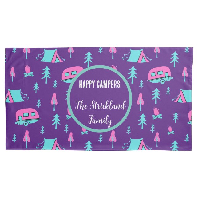 Happy Campers Personalisiert RV und Camping Kissenbezug (Vorderseite)