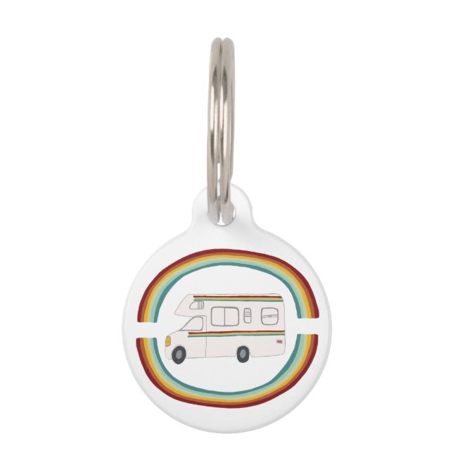 Happy Campers Rainbows Motorhome RVing Whimsical Haustiermarke (Vorderseite)