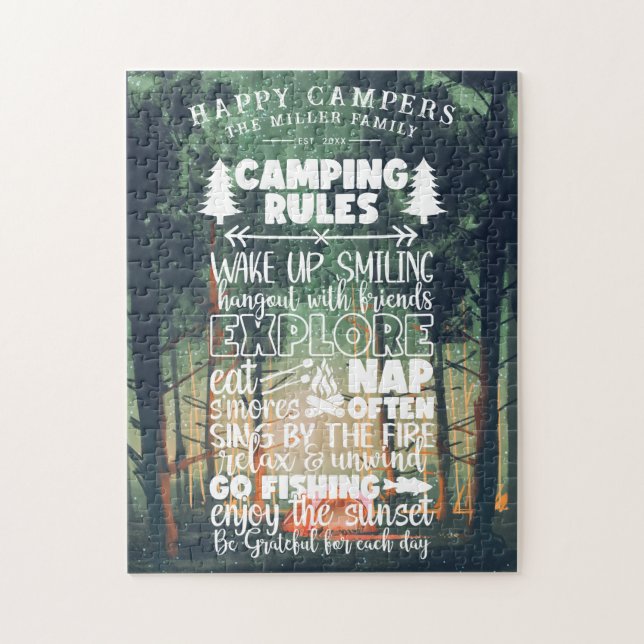 Happy Campers | Regeln für das Camping Familiennam Puzzle (Vertikal)