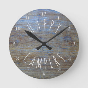 Happy Campers Rustic Camping Netzanschluss Fun Runde Wanduhr