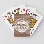 Happy Campers Rustic Wood Camping Spielkarten<br><div class="desc">Ein schlichtes,  aber stilvolles Camping-Kartenspiel mit der Phrase 'Happy Campers'. Passen Sie Ihren Familiennamen an. Die rustikale Holzlatte rundet das Ambiente des Hauses ab.</div>