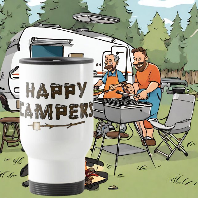 Happy Campers Spaß Reise Schlamm Reisebecher (Von Creator hochgeladen)