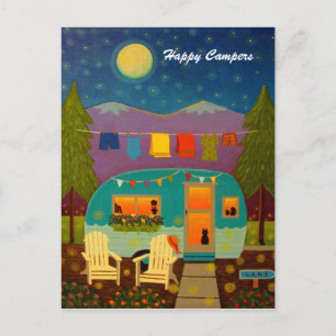 Happy Campers Trailer Hintergrund Postkarte