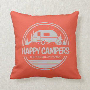 Happy Campers Vintag Silhouette Camping Kissen